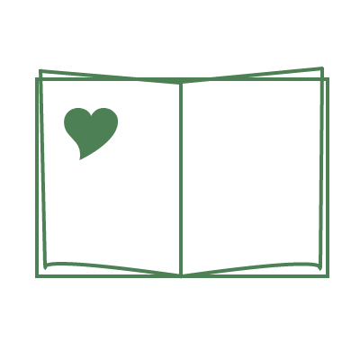 An open book with a heart on the page