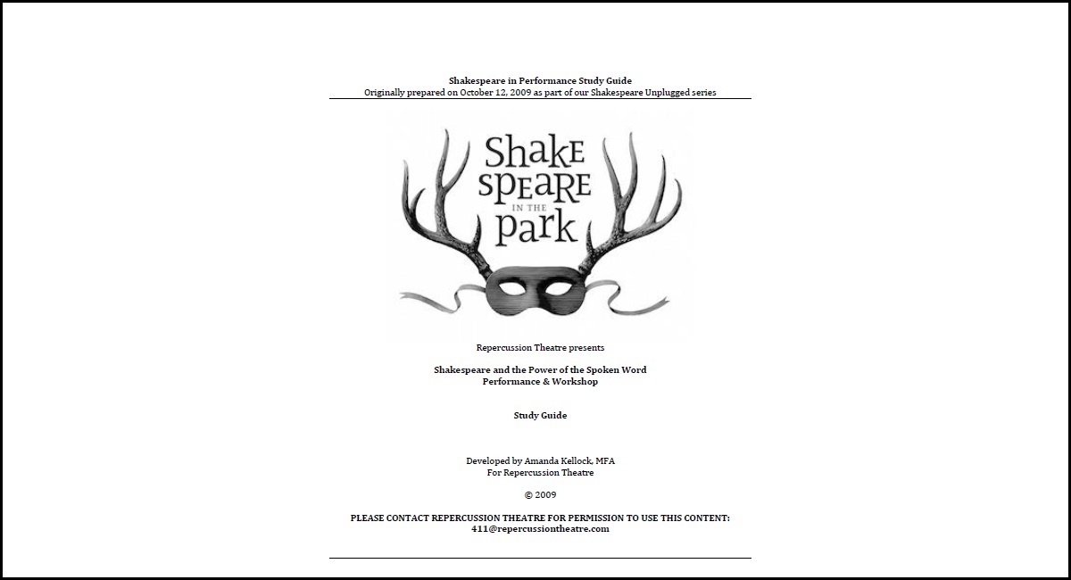 Screenshot of the Shakespeare In Performance Study Guide