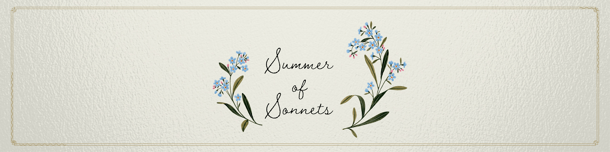 "Summer of Sonnets" entouré de myosotis peints à l'aquarelle